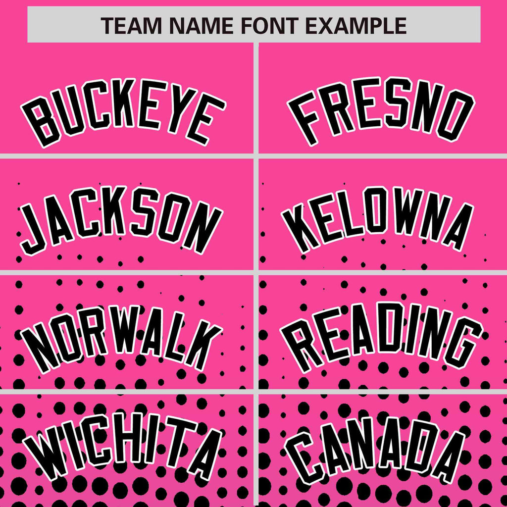 Custom Pink Black Gradient Varsity Full-Snap Polka Dot Pattern Letterman Baseball Jacket