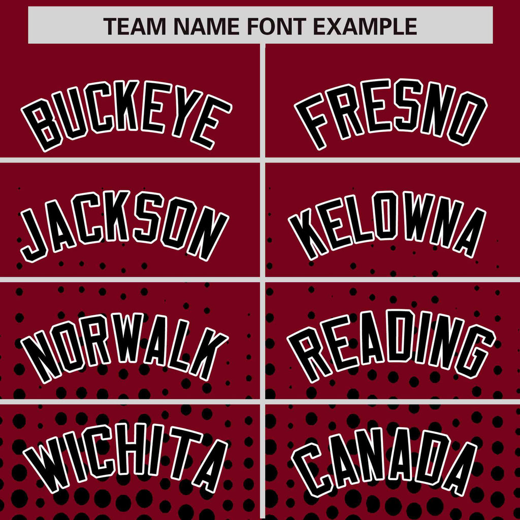 Custom Crimson Black Gradient Varsity Full-Snap Polka Dot Pattern Letterman Baseball Jacket