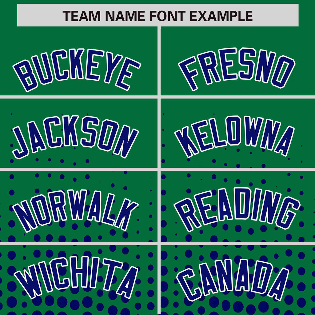 Custom Kelly Green Royal Gradient Varsity Full-Snap Polka Dot Pattern Letterman Baseball Jacket
