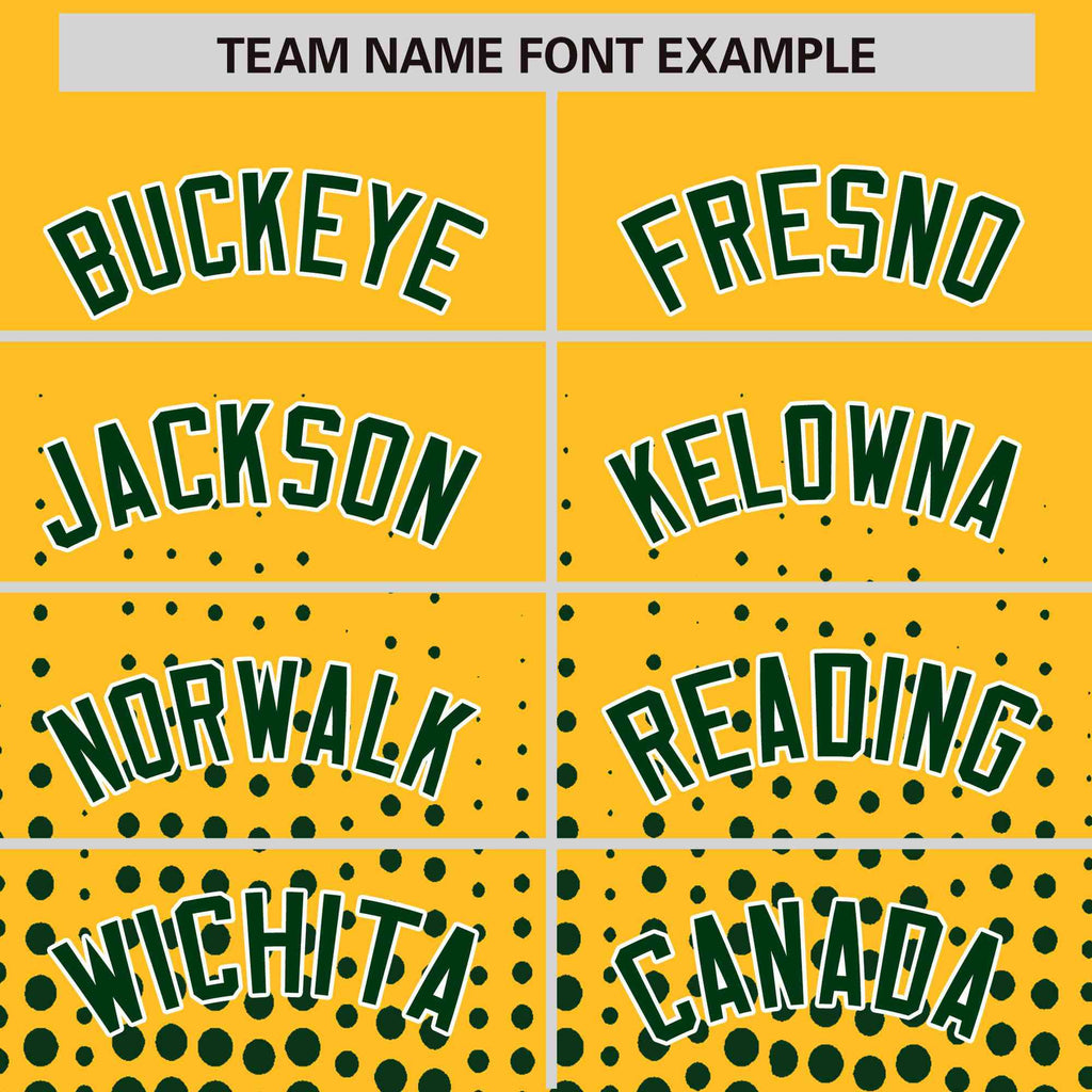 Custom Gold Green Gradient Varsity Full-Snap Polka Dot Pattern Letterman Baseball Jacket