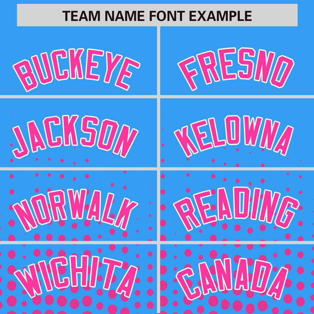Custom Powder Blue Pink Gradient Varsity Full-Snap Polka Dot Pattern Letterman Baseball Jacket
