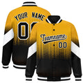 Custom Yellow Black Gradient Varsity Full-Snap Polka Dot Pattern Letterman Baseball Jacket