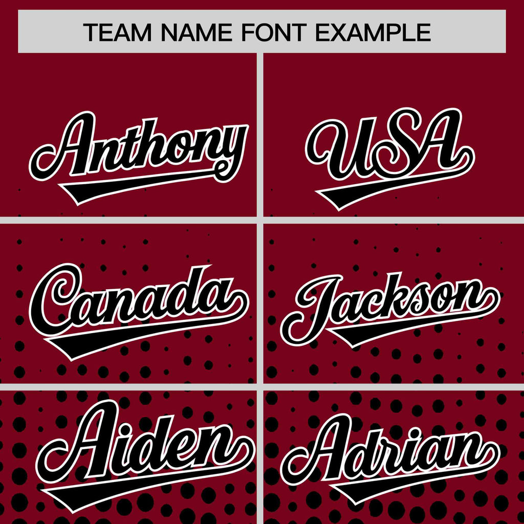 Custom Crimson Black Gradient Varsity Full-Snap Polka Dot Pattern Letterman Baseball Jacket