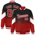 Custom Black Red Gradient Varsity Full-Snap Polka Dot Pattern Letterman Baseball Jacket