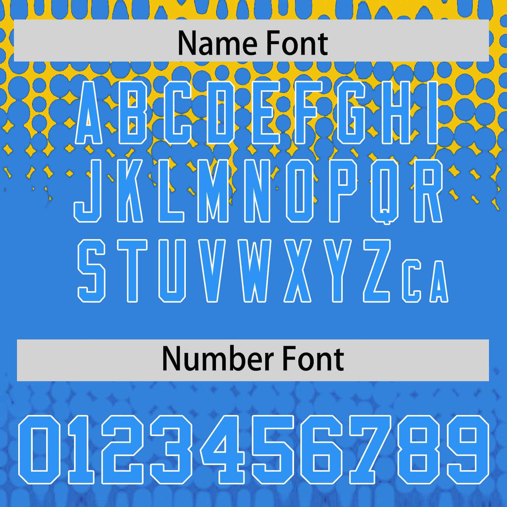 Custom Gold Powder Blue Gradient Varsity Full-Snap Polka Dot Pattern Letterman Baseball Jacket