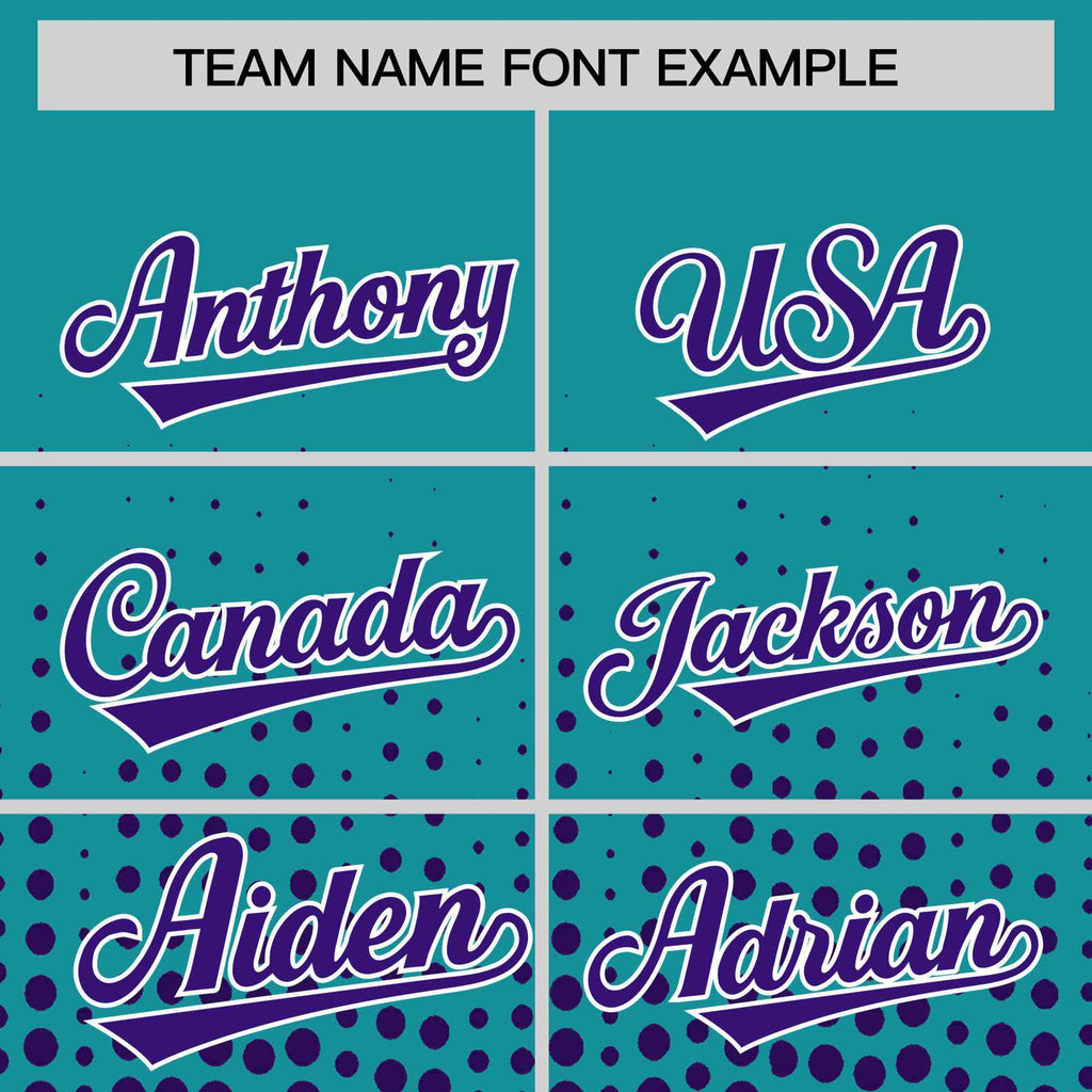 Custom Aqua Purple Gradient Varsity Full-Snap Polka Dot Pattern Letterman Baseball Jacket
