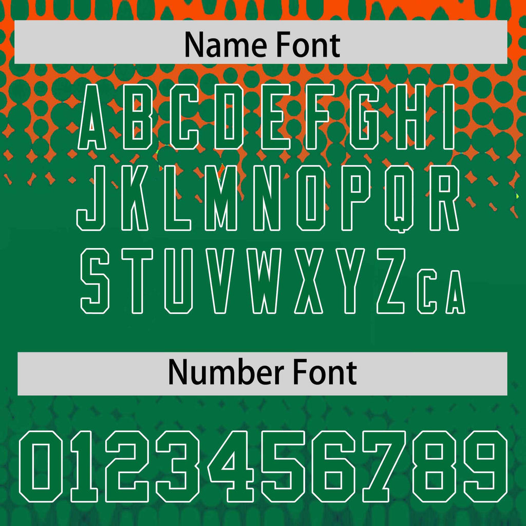 Custom Orange Kelly Green Gradient Varsity Full-Snap Polka Dot Pattern Letterman Baseball Jacket