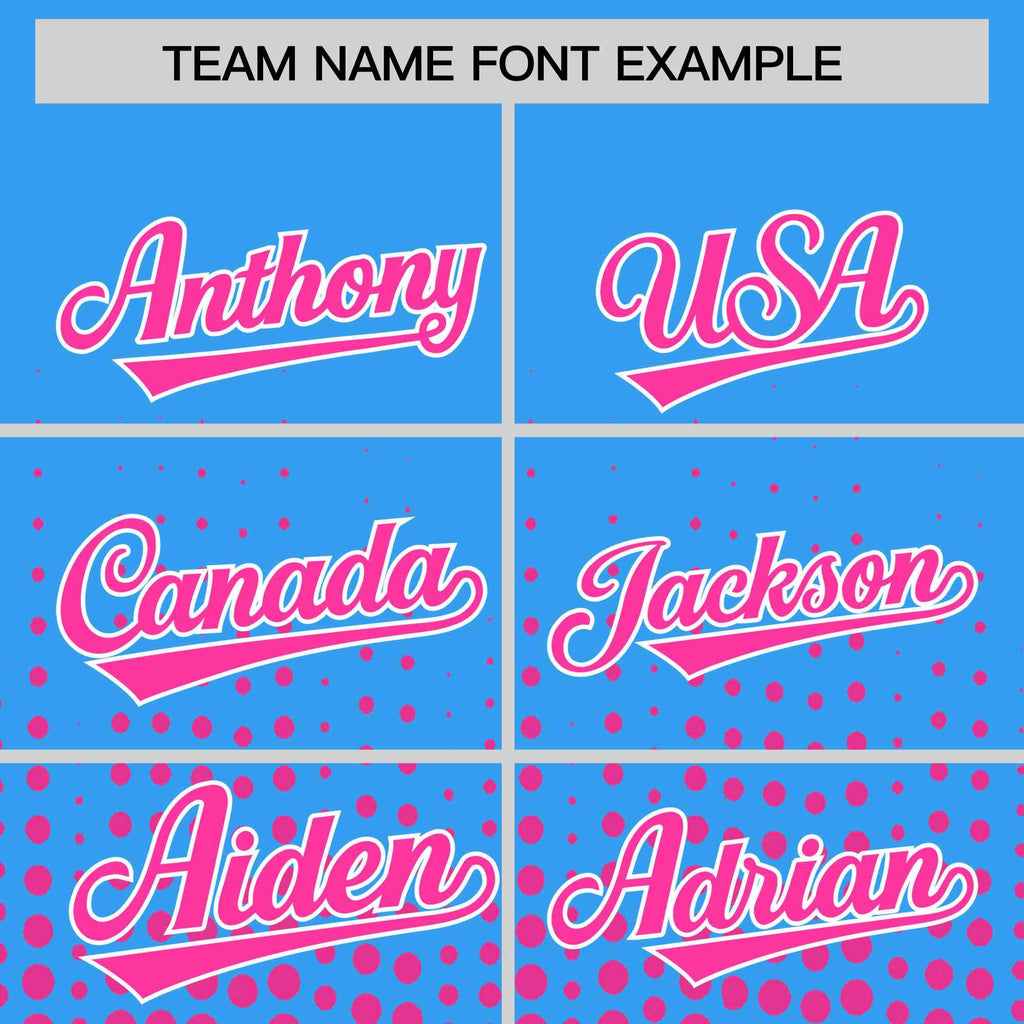 Custom Powder Blue Pink Gradient Varsity Full-Snap Polka Dot Pattern Letterman Baseball Jacket