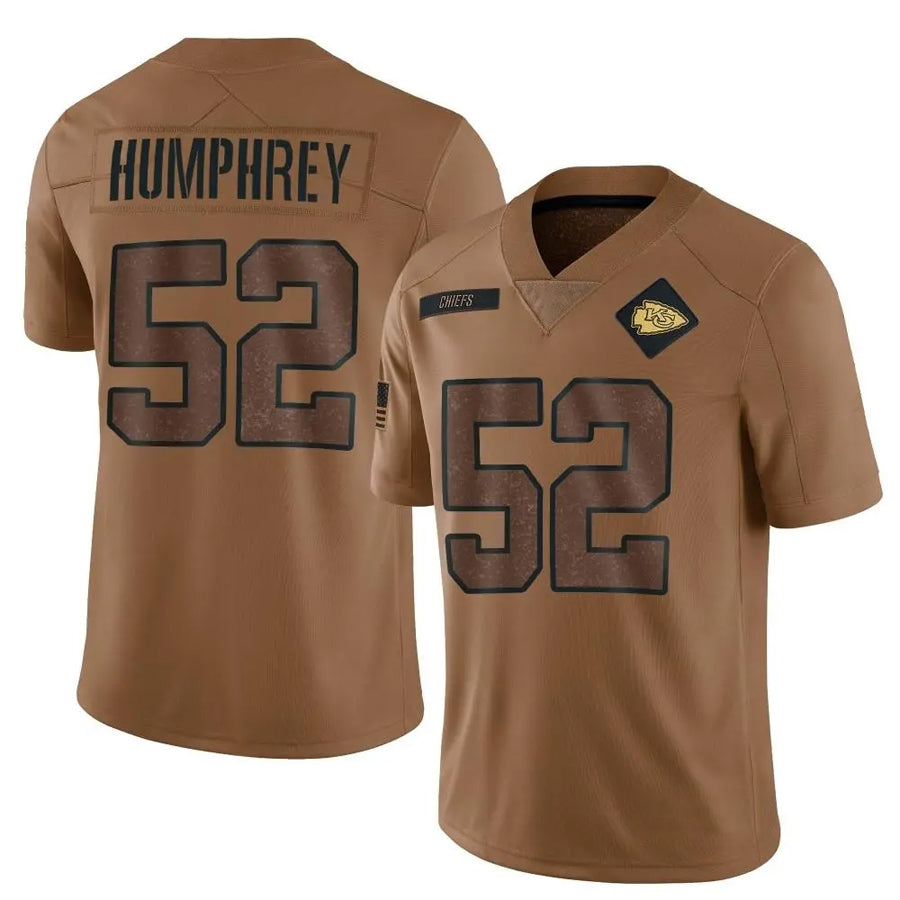 KC.Chiefs #52 Creed Humphrey Player Brown Salute To Service Limited Football Jerseys
