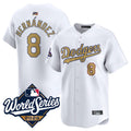 LA.Dodgers #8 Enrique Hern��������ndez Player White Gold Collection Limited World Series Baseball Jerseys