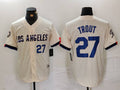 LA.Dodgers #27 Mike Trout Cream Limited Stitched Baseball Jerseys Player Game Jersey