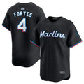 M.Marlins #4 Nick Fortes Player Black Home Limited Baseball Jerseys