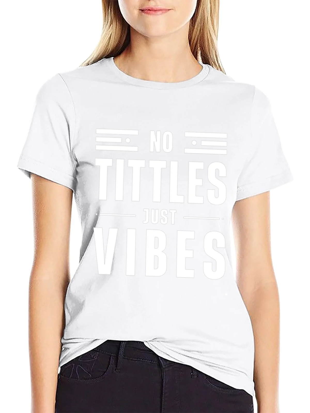 No Tittles Just Vibes Graphic Tee - Black
