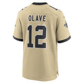 NO.Saints #12 Chris Olave Player Gold Alternate Game Football Jerseys