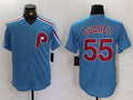 P.Phillies #55 Ranger Su��������rez Player Game Jersey Blue Cool Base Stitched Baseball Jerseys