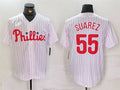 P.Phillies #55 Ranger Su��������rez Player Game Jersey White Cool Base Stitched Baseball Jerseys