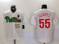 P.Phillies #55 Ranger Su��������rez Player White Green Cool Base Stitched Baseball Jerseys