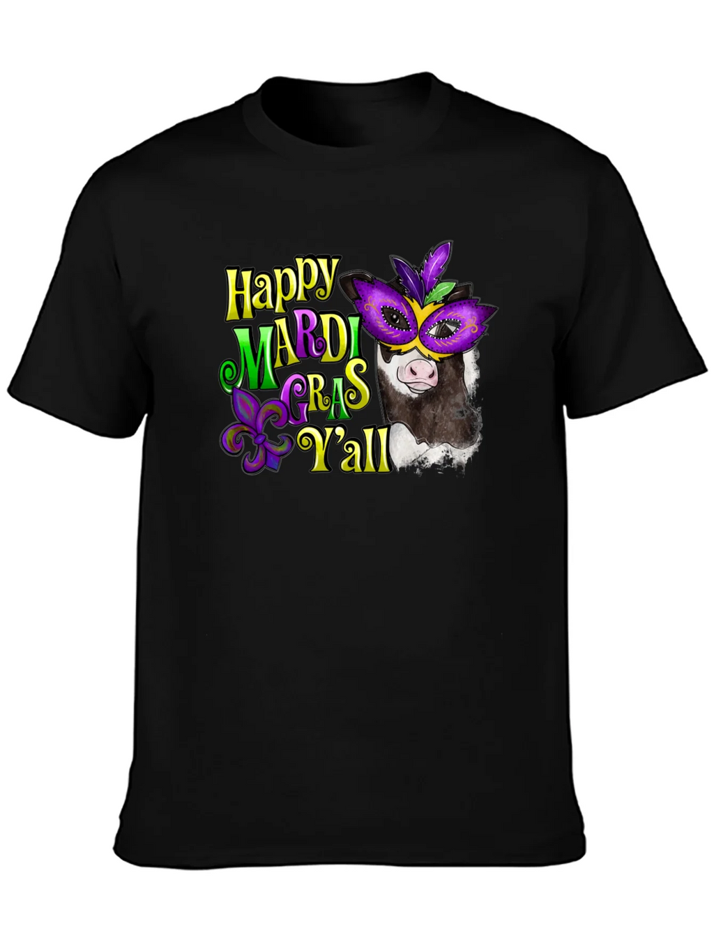 Happy Mardi Gras Yall Cow T-Shirt