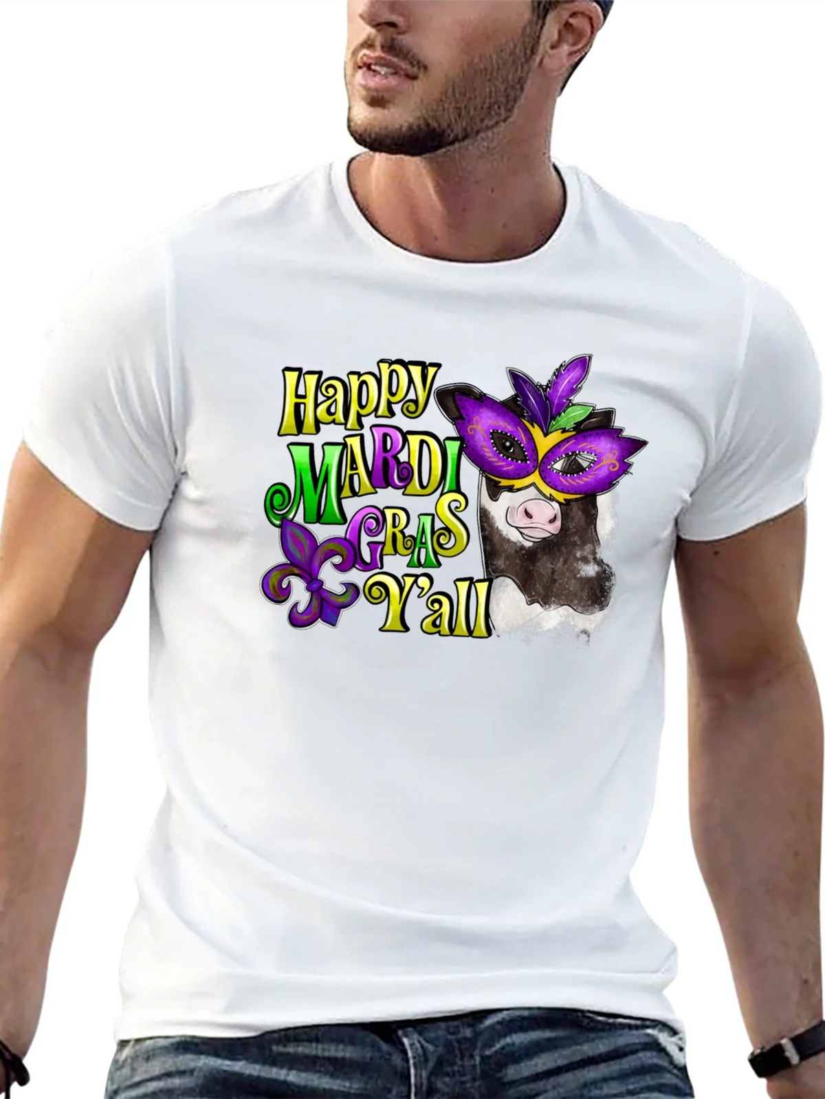 Happy Mardi Gras Yall Cow T-Shirt
