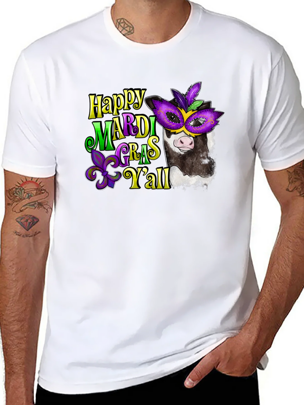 Happy Mardi Gras Yall Cow T-Shirt