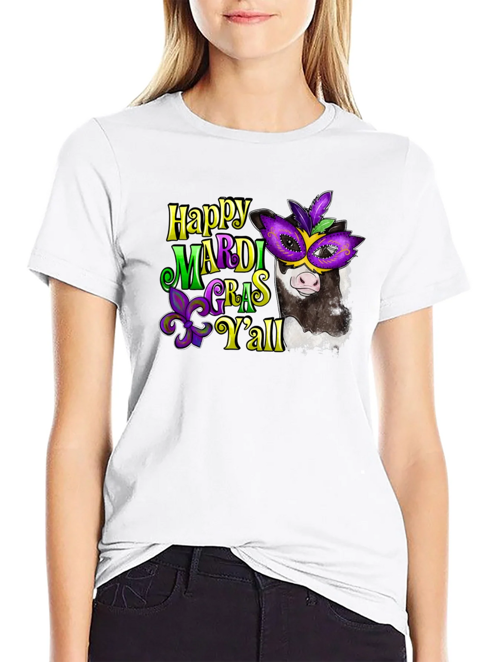Happy Mardi Gras Yall Cow T-Shirt