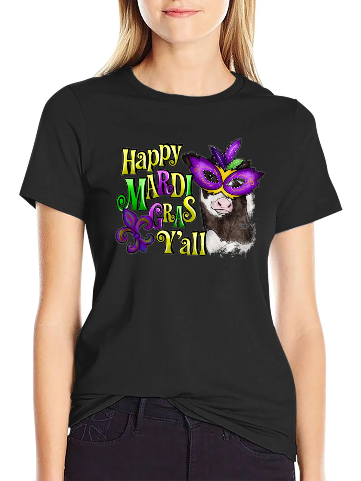 Happy Mardi Gras Yall Cow T-Shirt