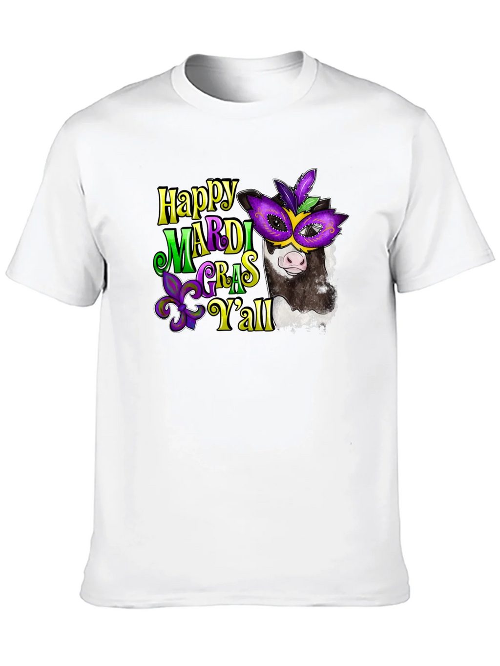 Happy Mardi Gras Yall Cow T-Shirt
