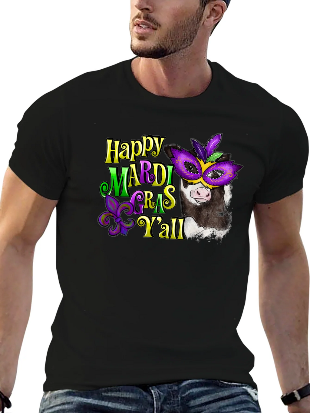 Happy Mardi Gras Yall Cow T-Shirt