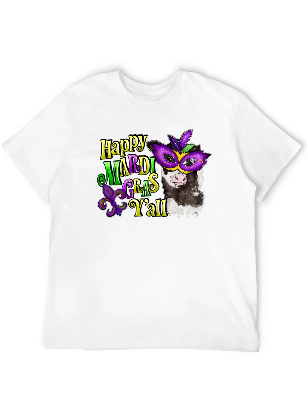Happy Mardi Gras Yall Cow T-Shirt