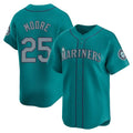 S.Mariners #25 Dylan Moore Player Teal City Connect Limited Baseball Jerseys