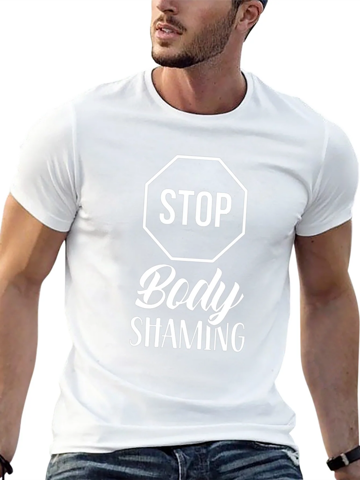 Stop Body Shaming Graphic T-Shirt - Black