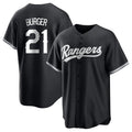 T.Rangers #21 Jake Burger Player Home Replica Black Baseball Jerseys