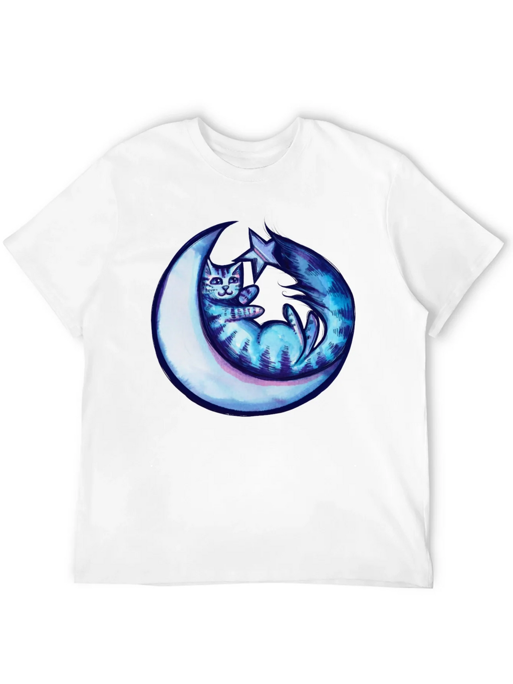 Cosmic Cat & Moon Graphic Tee