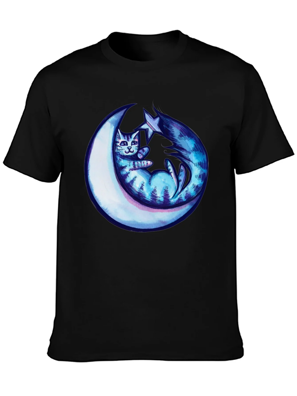 Cosmic Cat & Moon Graphic Tee