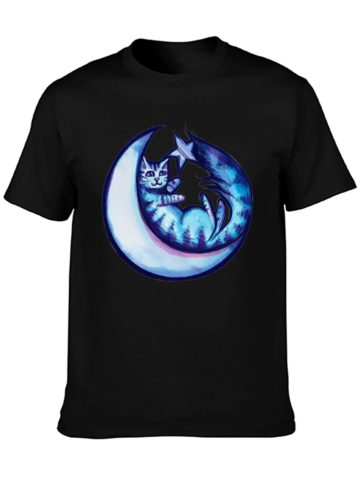 Cosmic Cat & Moon Graphic Tee