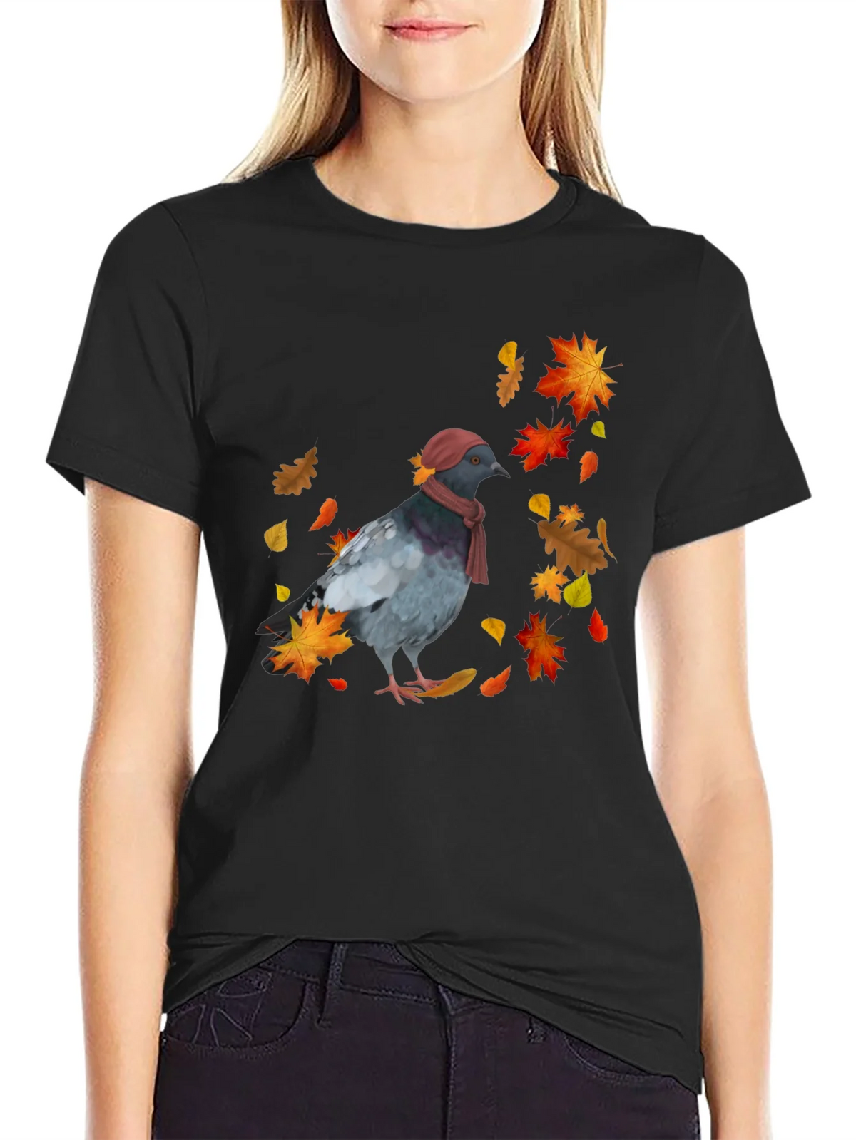 Pigeon Fall T-Shirt - Autumn Bird Tee