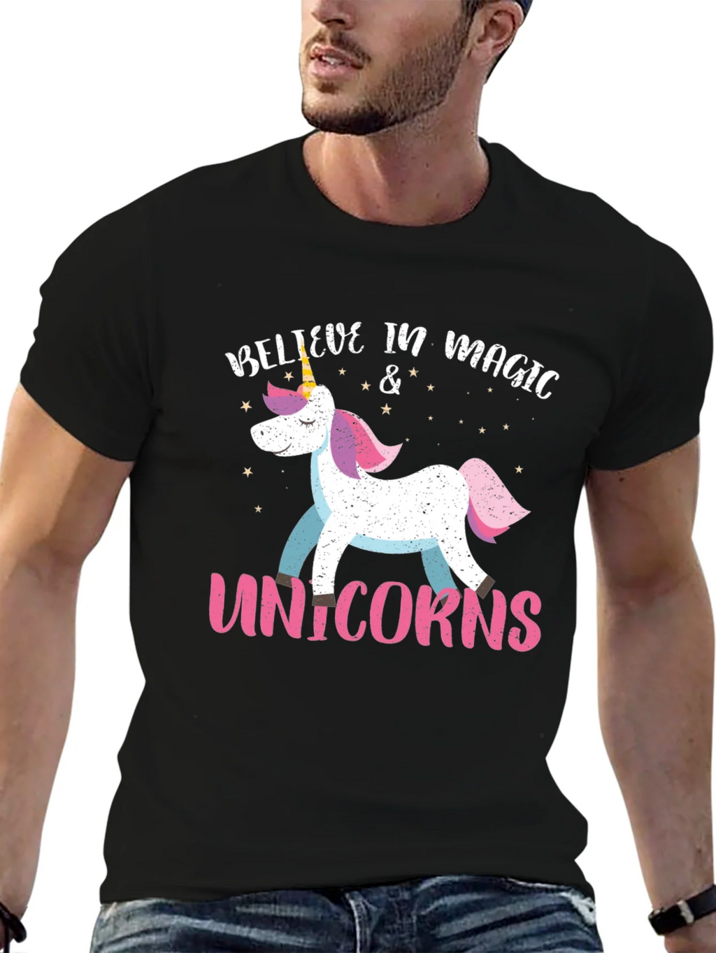 Believe in Magic Unicorns Black T-Shirt