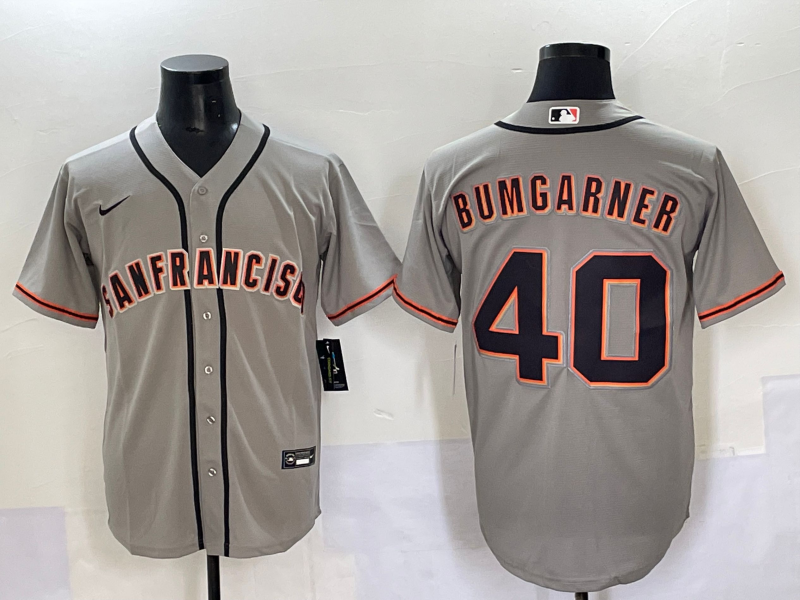 Men's San Francisco Giants Madison Bumgarner #44.8 Gray Replica Player Jersey