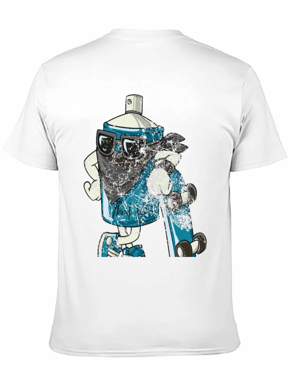 Cool Cartoon Spray Can on Black T-Shirt