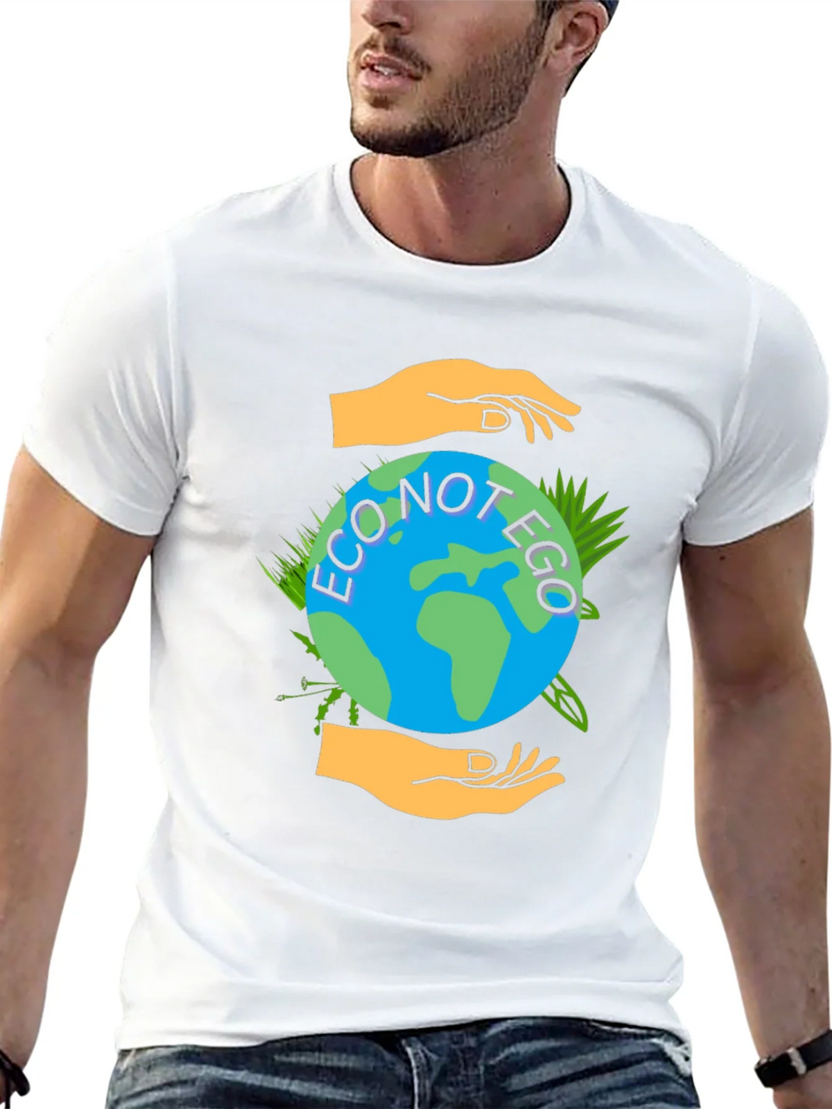 Eco Not Ego Graphic Tee - Earth Friendly Design