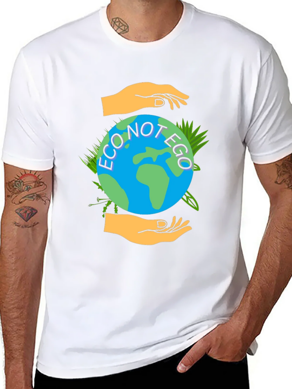 Eco Not Ego Graphic Tee - Earth Friendly Design