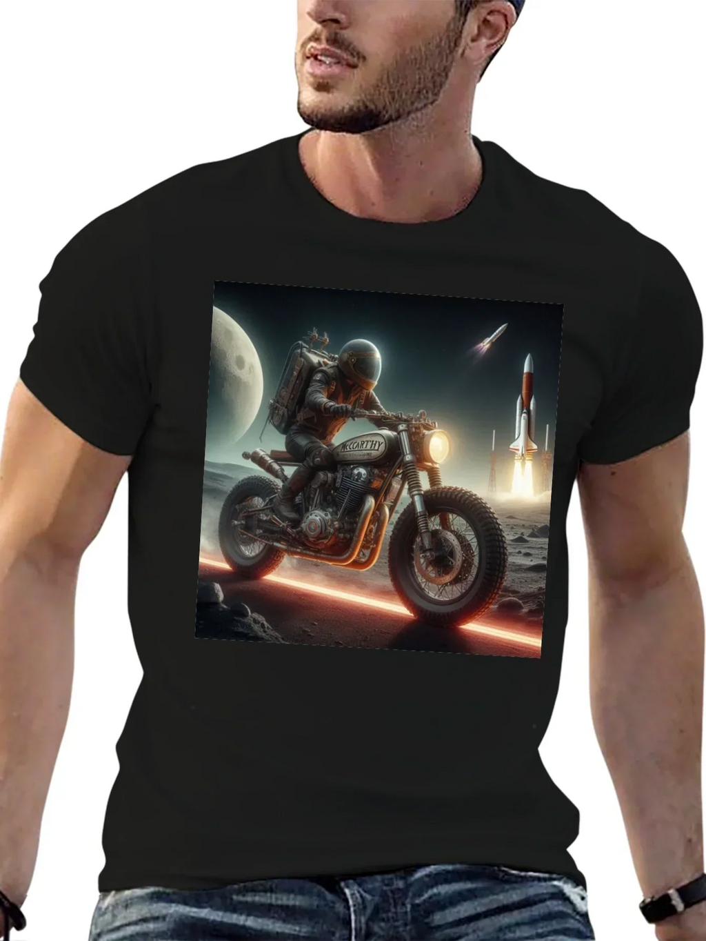 Sci-Fi Motorcycle Graphic T-Shirt