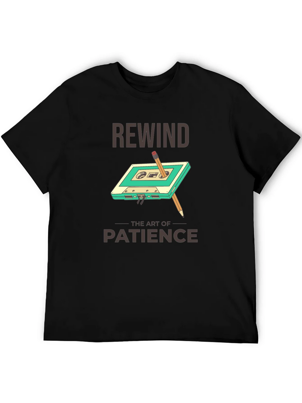 Rewind Patience Graphic Tee - Retro Cassette Design