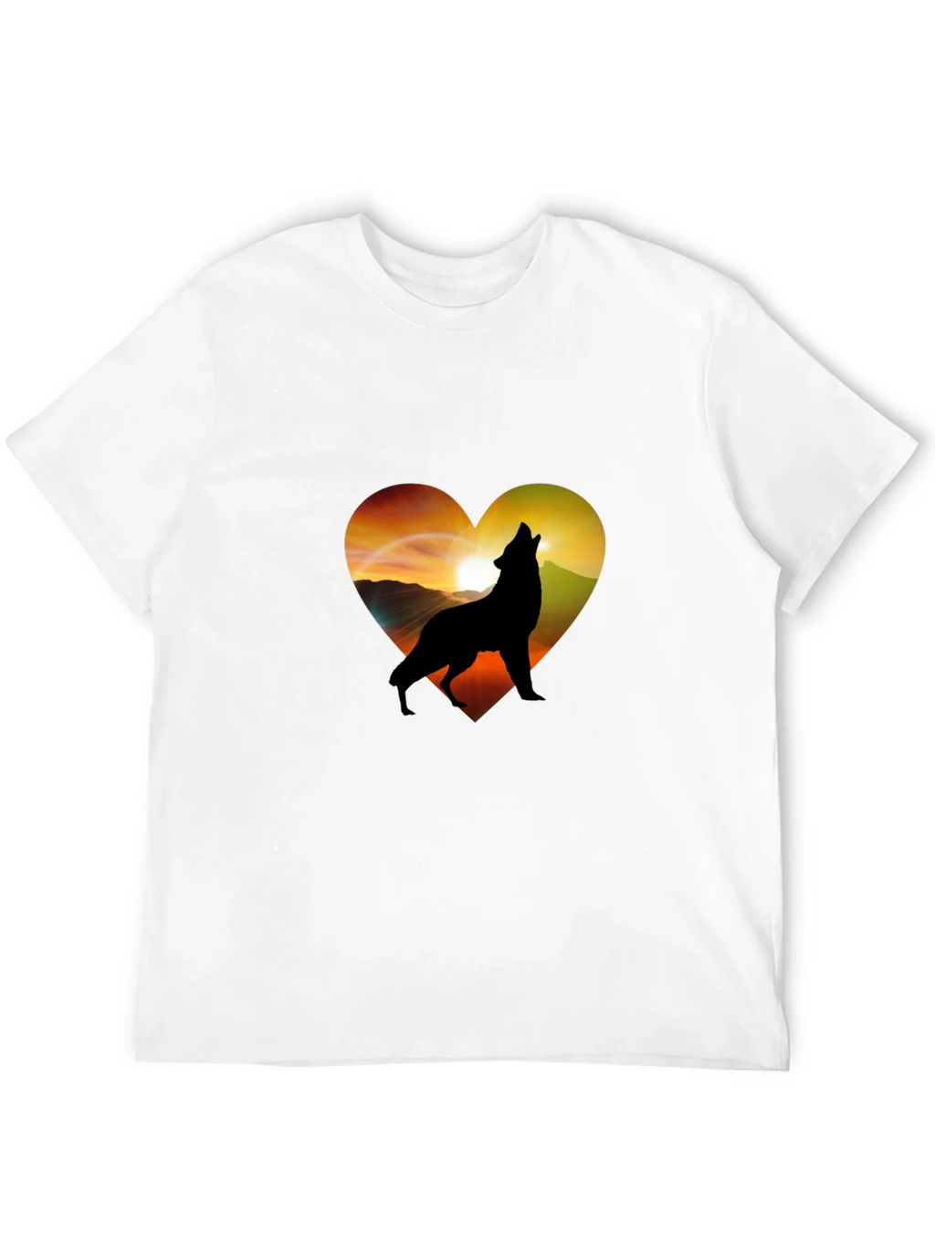 Wolf Heart Graphic T-Shirt - Mens Black Tee