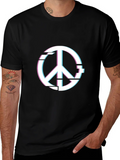 Peace Glitch Graphic Tee - Trendy Streetwear